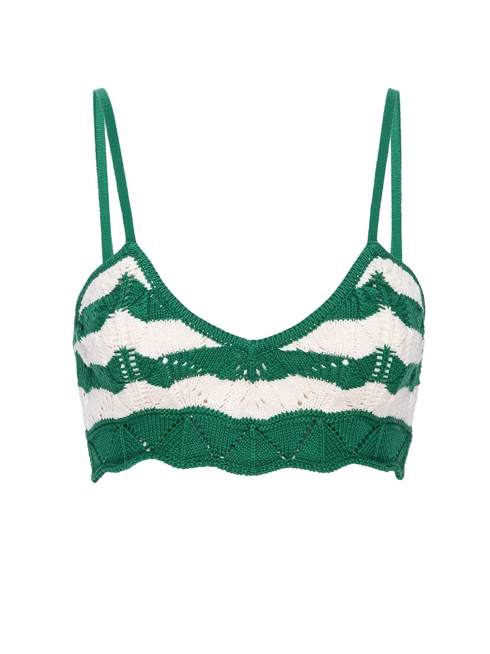 Misa Los Angeles Green and Cream Striped Knit Eida NWT Bralette - Picture 4 of 5